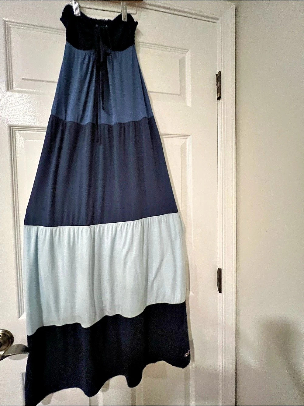 Hollister Cali Surf Boho Long Maxi Dress XS Blue Black Y2K Beach
